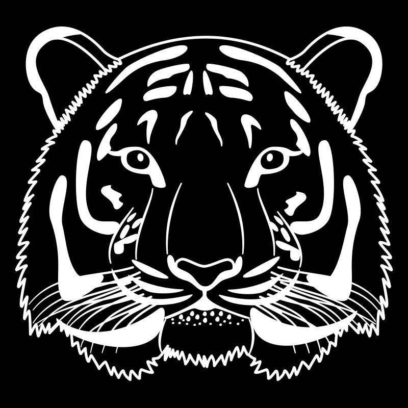 Tiger head - outline bright