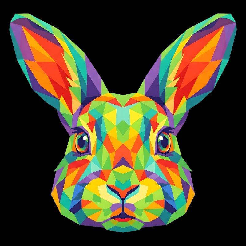 Colorful Geometric Rabbit Bunny Pop Art