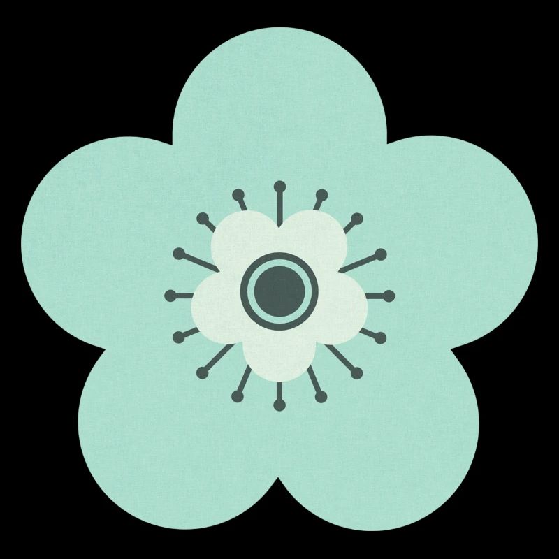 Mint Green & Blue Flower