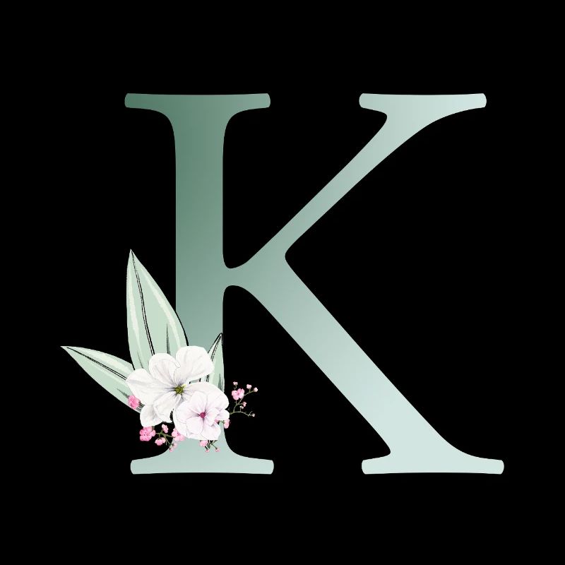 K Monogramm, Floral, personalisierbar