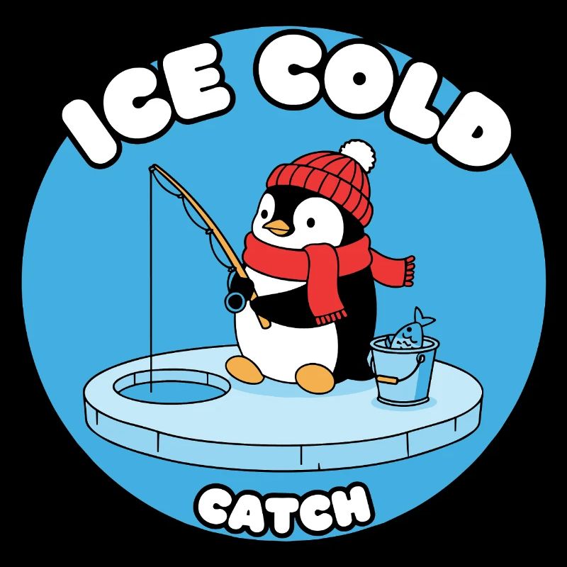 Eisfrost Pinguin fängt Eisfisch