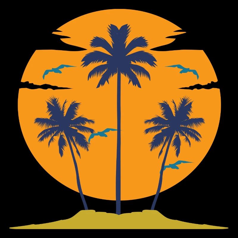 Sunset with palm trees silhouette