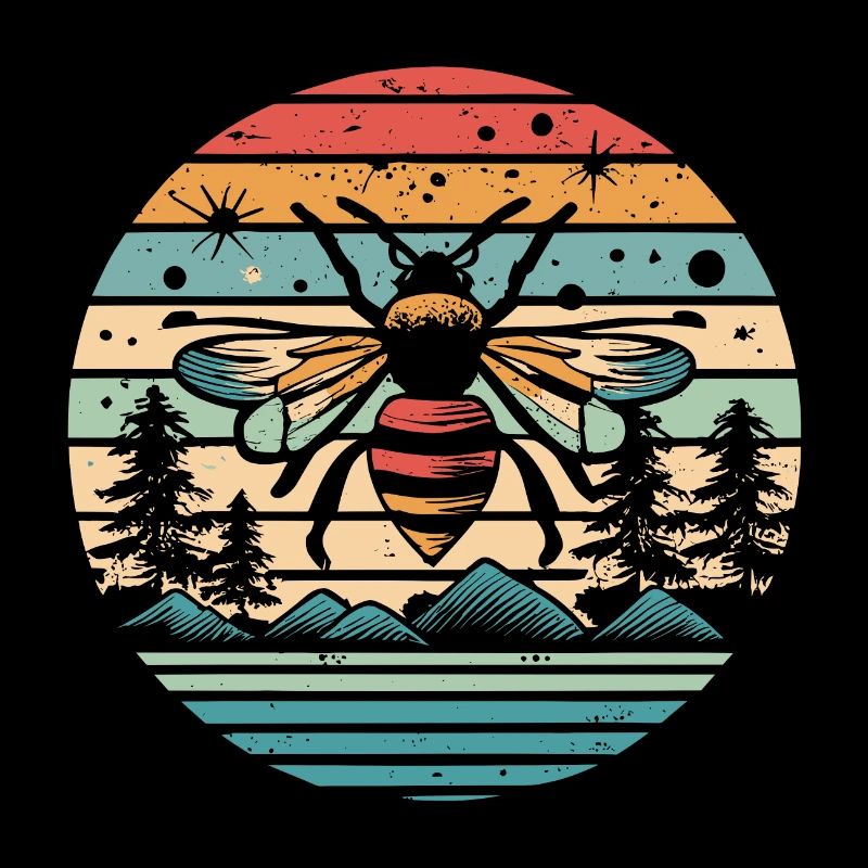 Abeille rétro coucher de soleil