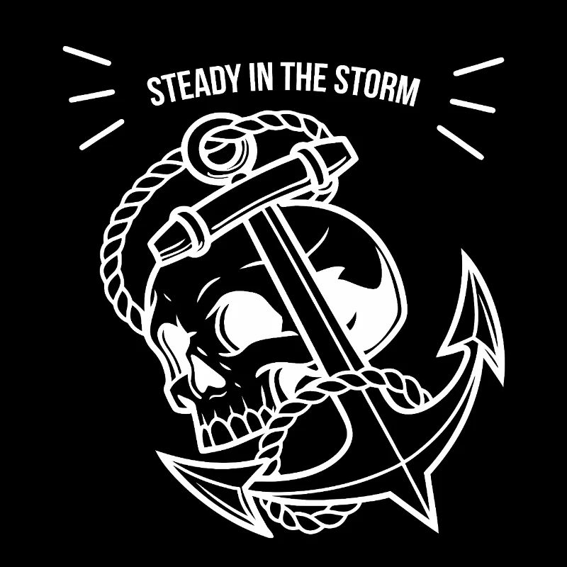 Anchor with skull "Steady in Storm"