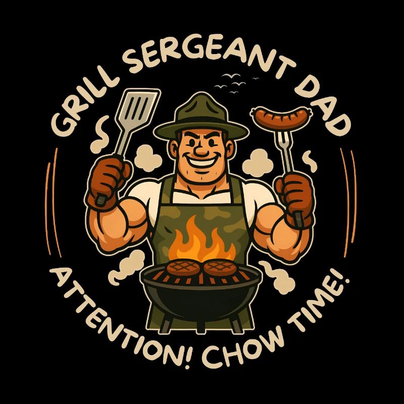 Muscle Grill Sergeant BBQ Lover Dad Chow Time