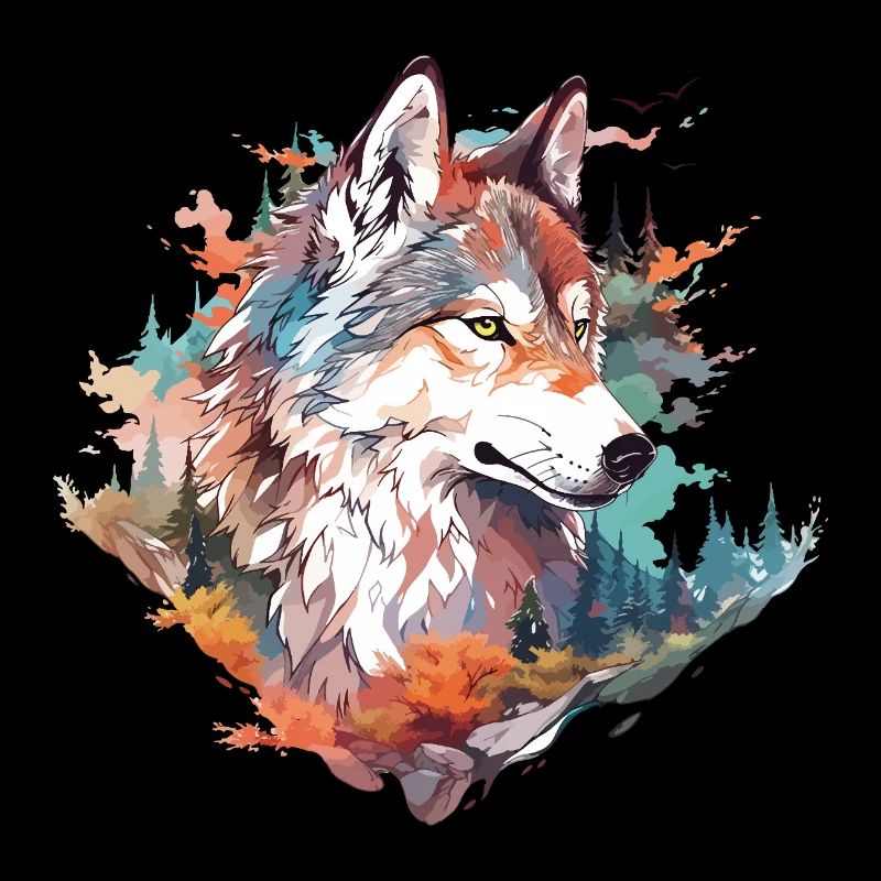 Wolf Wolf's Head Forest Nature Mountains Wilderness Colorful