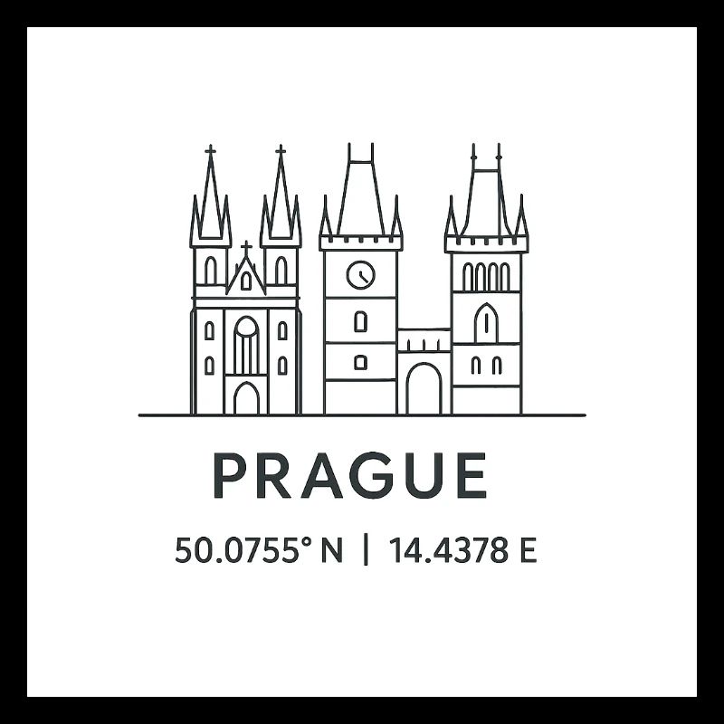 Prague Line Art Silhouette Point de repère