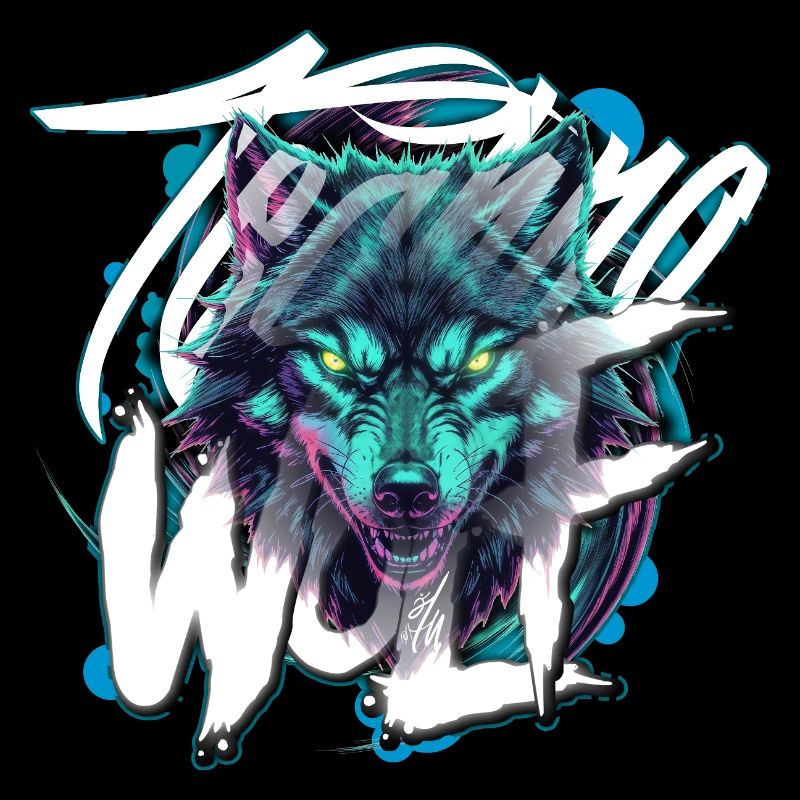 Neon Techno Wolf Head–Rave Wolf