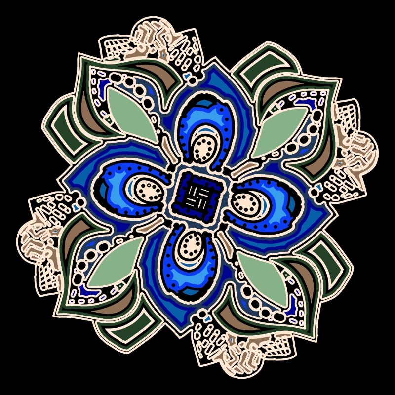 Blaugrüne extravagante Mandala-Blume