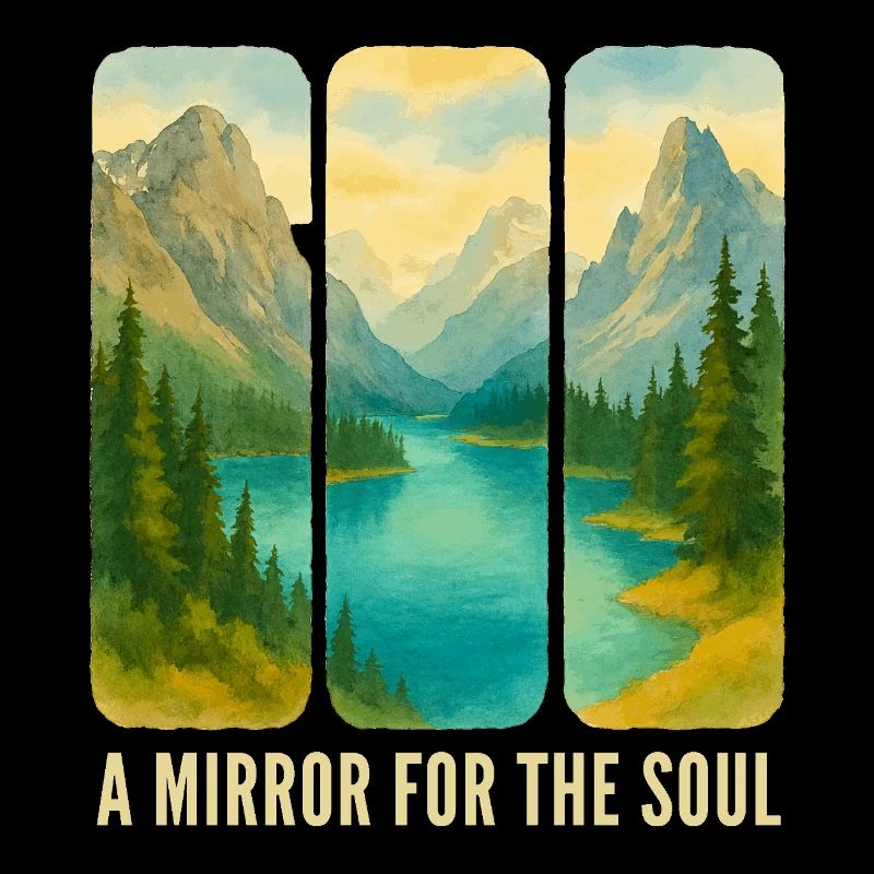 Mountain Landscape Triptych with Lake