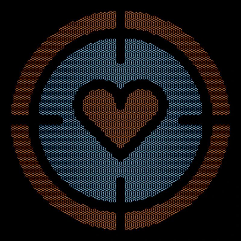 Heart in Target Emblem, honeycomb pattern