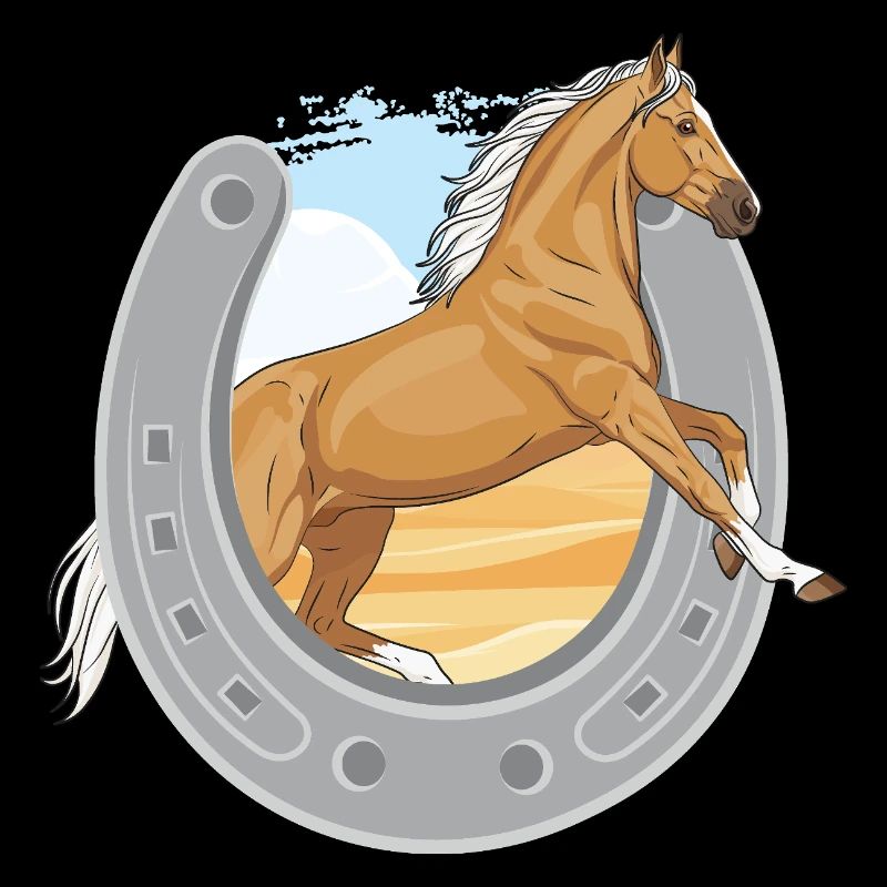 Ein springendes Palomino-Pferd, das ein Eisen durchbohrt