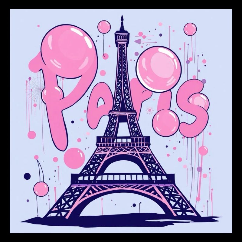 Paris Graffiti am Eiffelturm - fliegender Kaugummi