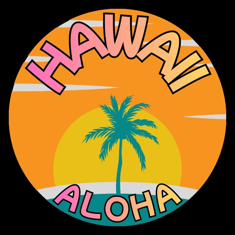 Hawaii Aloha Sunset with Palm Tree