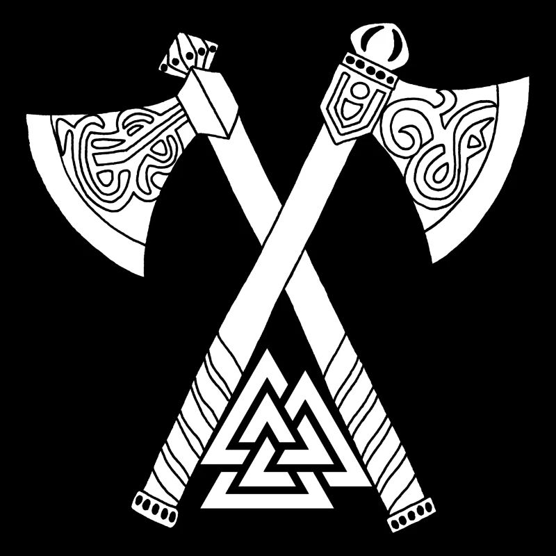 Axes and white Viking symbol