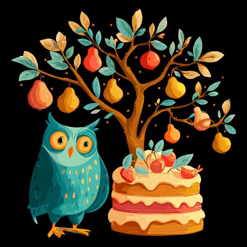 Fruchtbaum und Eulenkuchen
