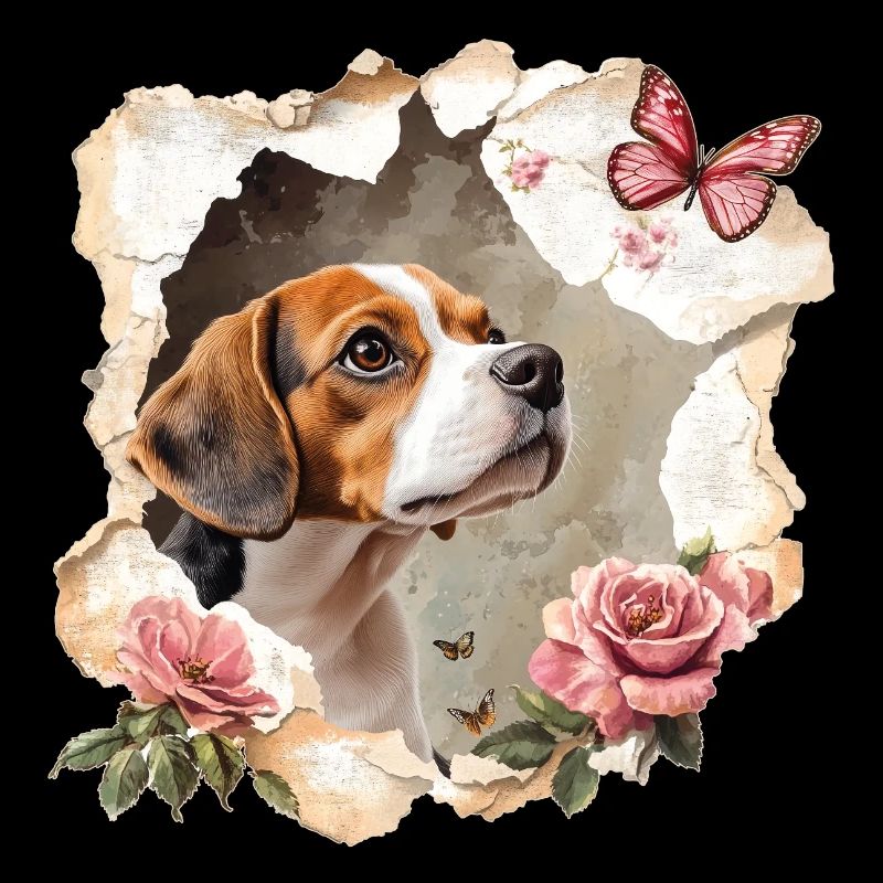Beagle avec papillon