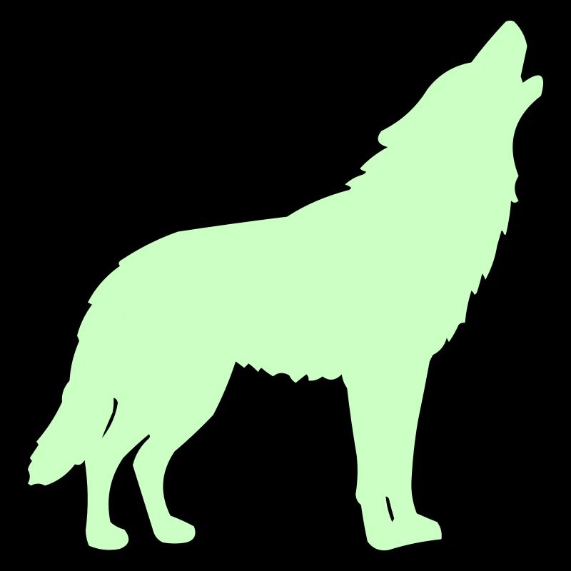 Silhouette de loup vert néon