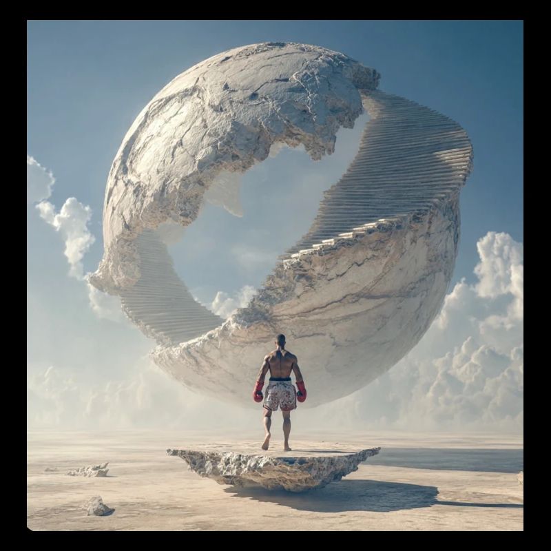 Boxer devant la spirale orbitale