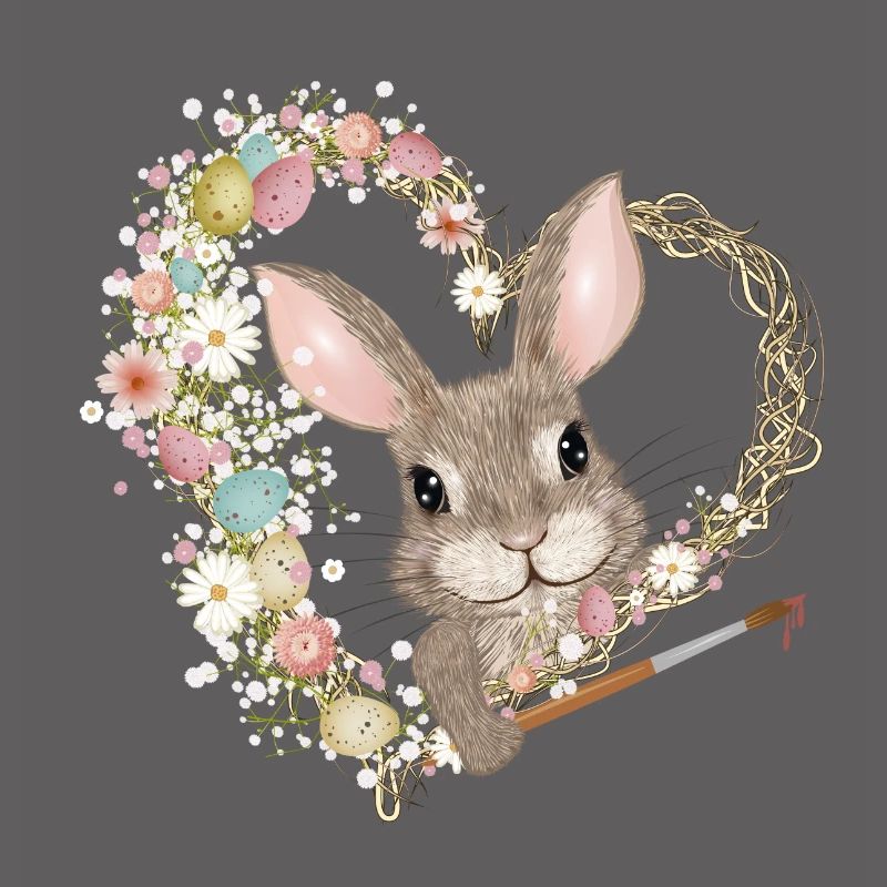 Easter Eggs Heart with Easter Bunny and Brush for Easter
