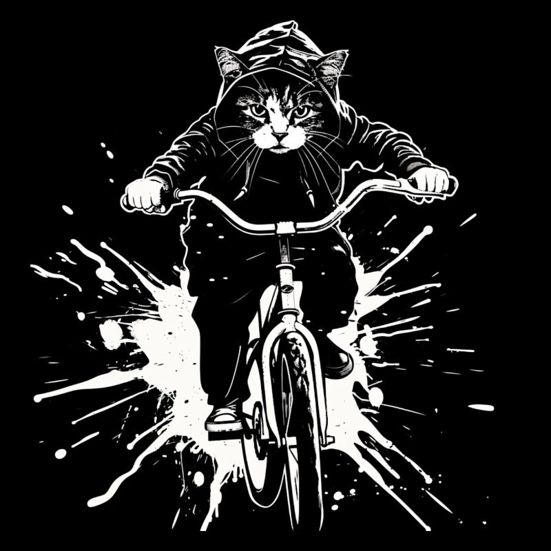 Radfahrende Katze