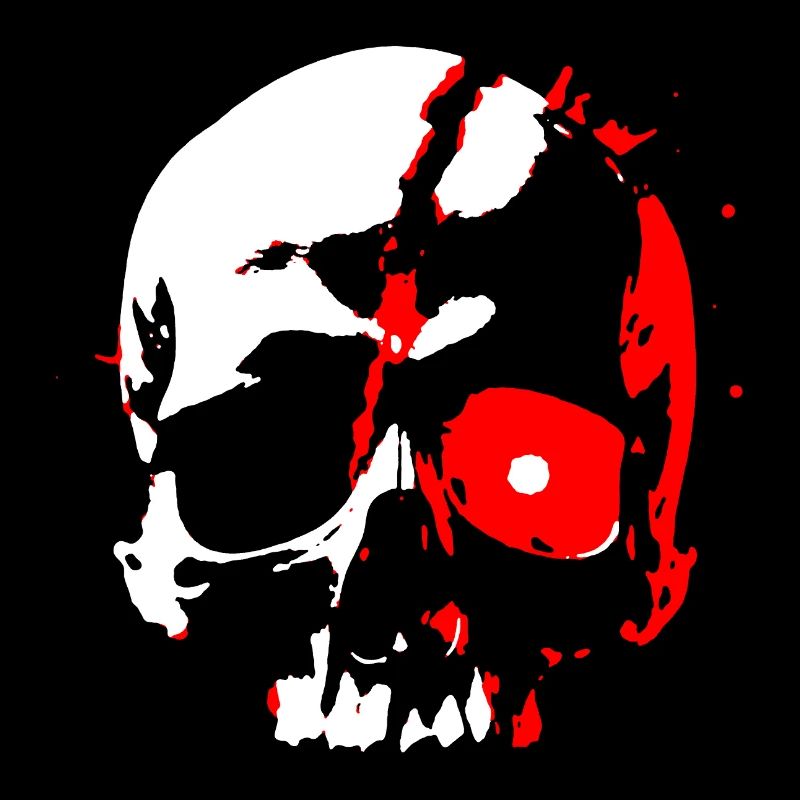 Crâne de cyborg avec œil rouge