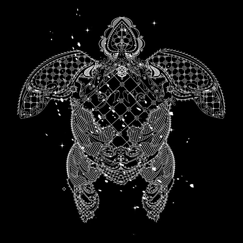 Une tortue d'eau faite de dentelle précieuse