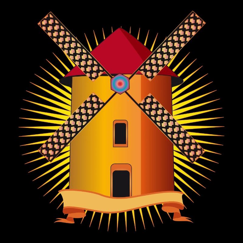 moulin à vent doré avec un fond brillant