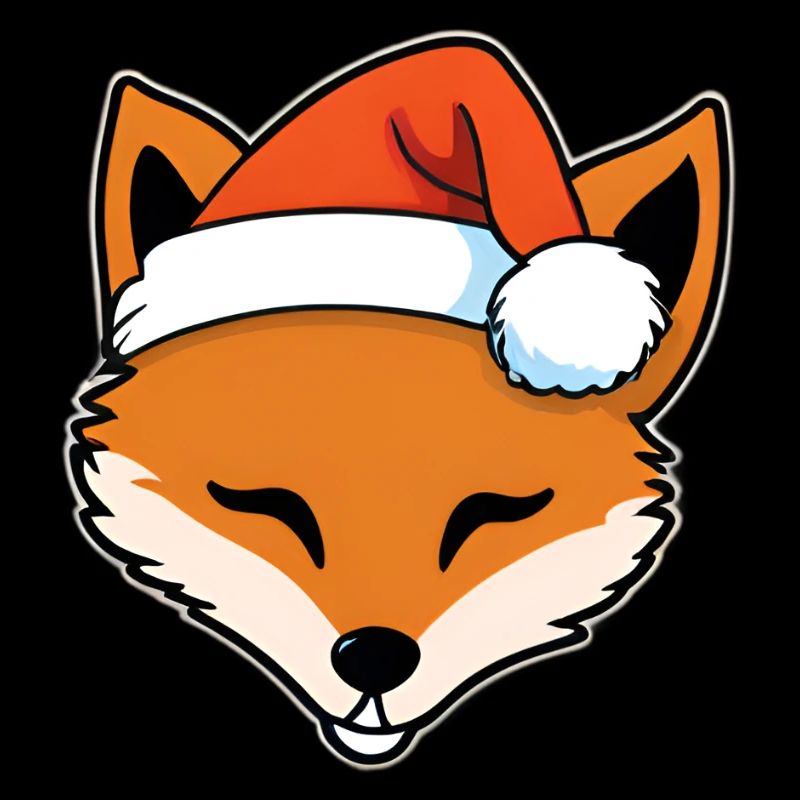 Fox with Santa Hat Graphic