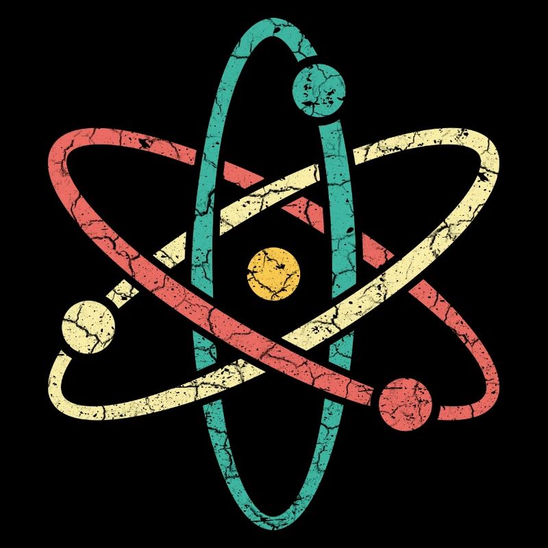 Cool atom in vintage style for nerds & students