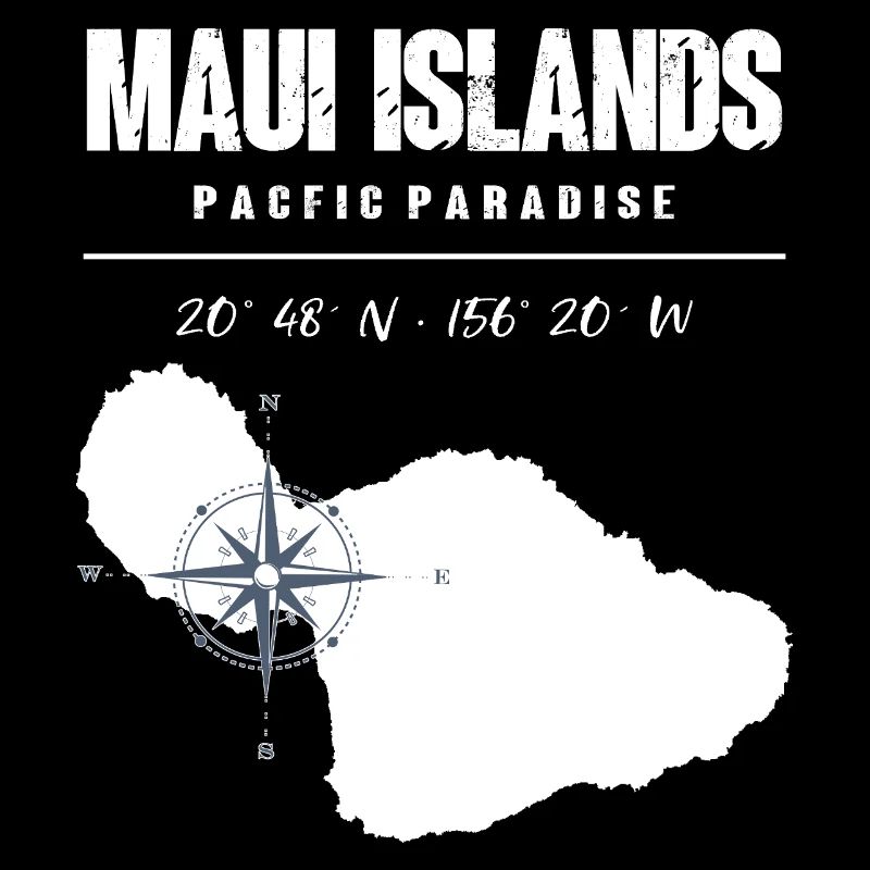 Conception de boussole de l’île de Maui avec coordonnées Vintage