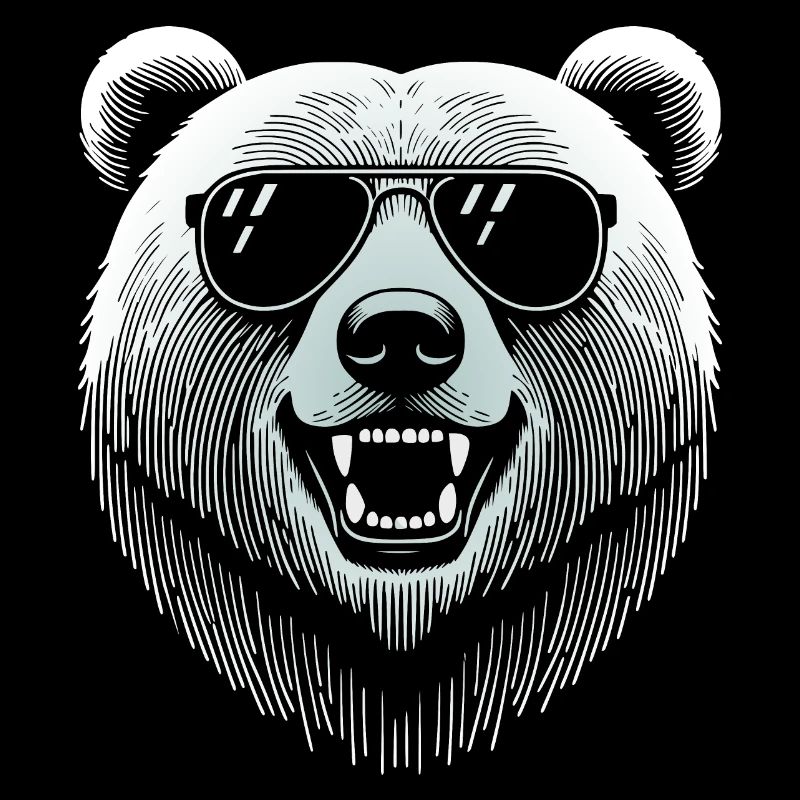 Cool bear head with sunglasses
