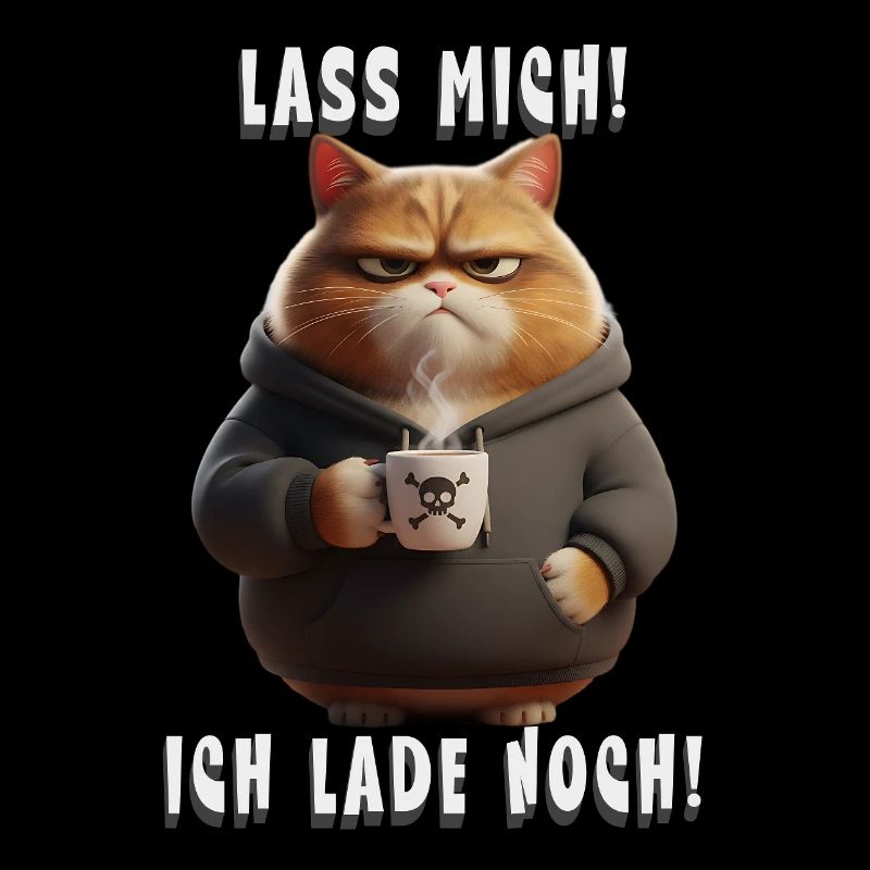 Let me go! I'm still loading – Tired cat with coffee