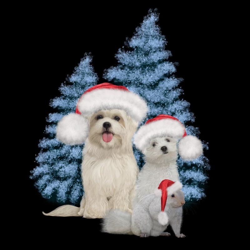 Weihnachtsnetter Hund mit Eichhörnchen