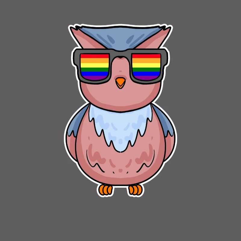 Regenbogen - Eule mit Brille