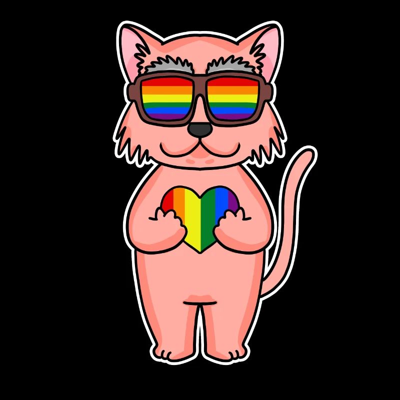 Rainbow Colorful Cat - Cool Cat