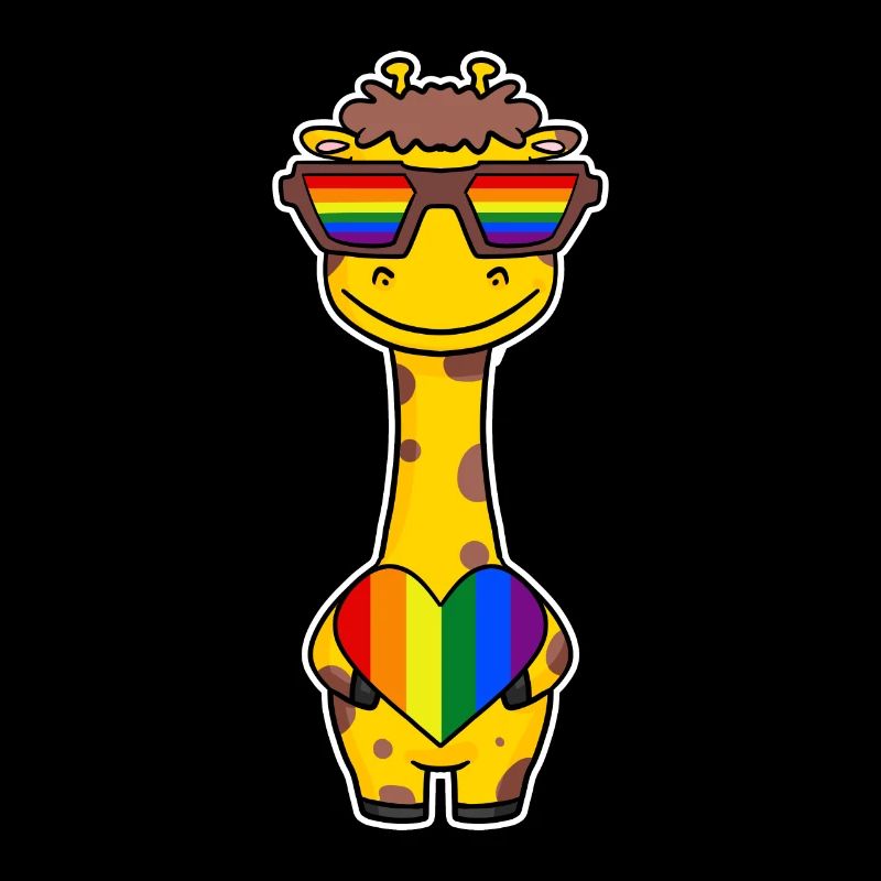Regenbogen - Giraffe mit Brille und Herz