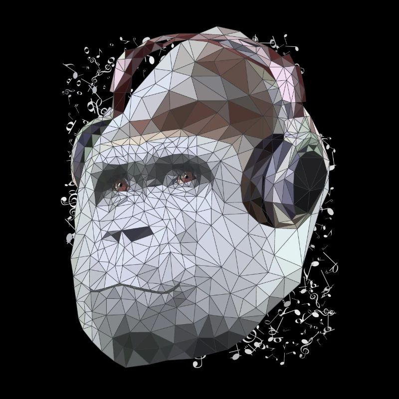 Gorille avec casque Low Poly Pop Art