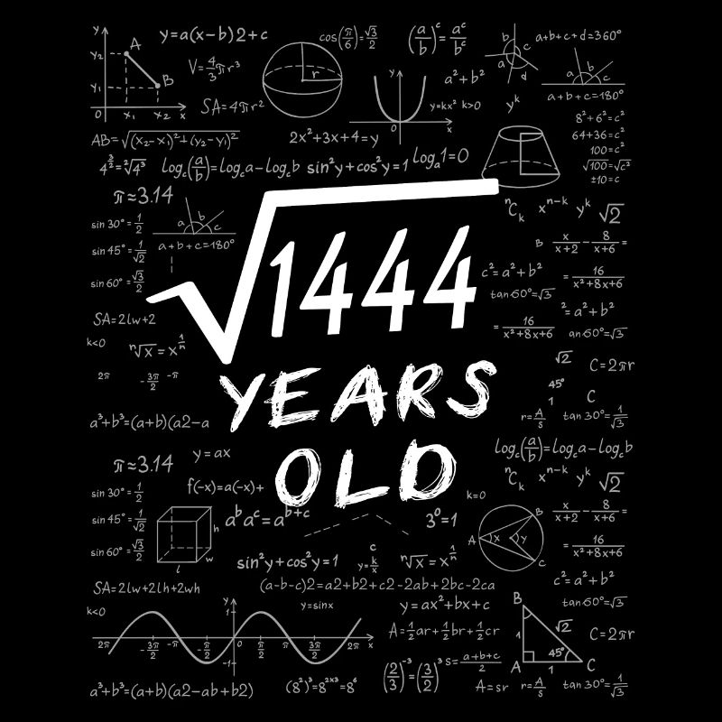 38th Birthday 38 years Square root of 1444 math