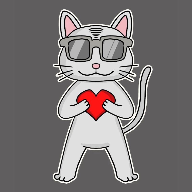 Katze mit Herz und Brille - Devon Rex