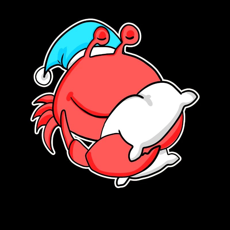 Crabe avec oreiller et bonnet somnolent