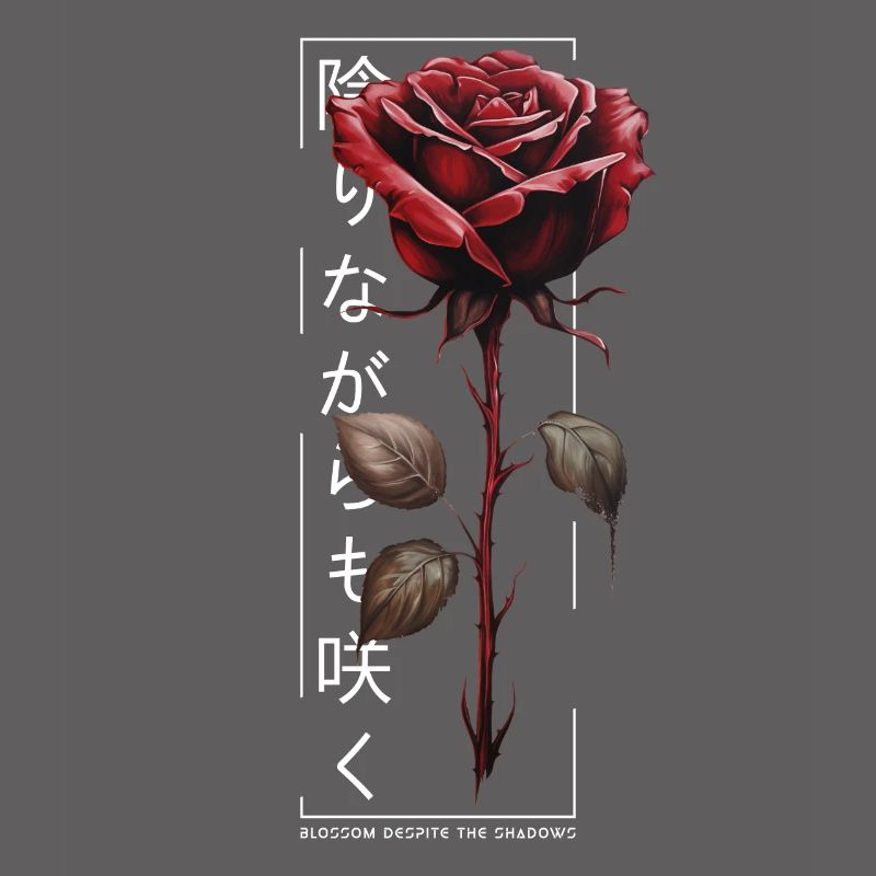 Blossom Despite The Shadow Rose Japanese Script
