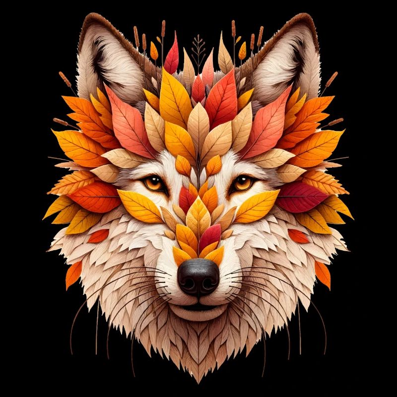 great wolf, designed from different leaves