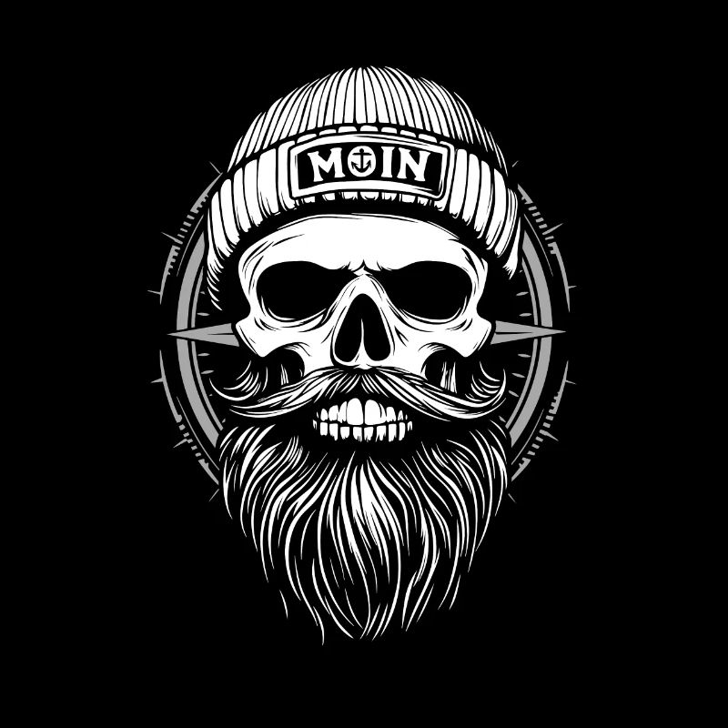 Moin - Totenkopf mit Bart - Seemann Geschenk