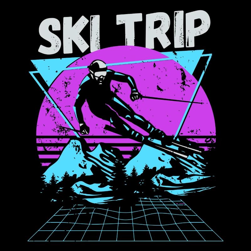 Retro Ski Trip Neon Graphic