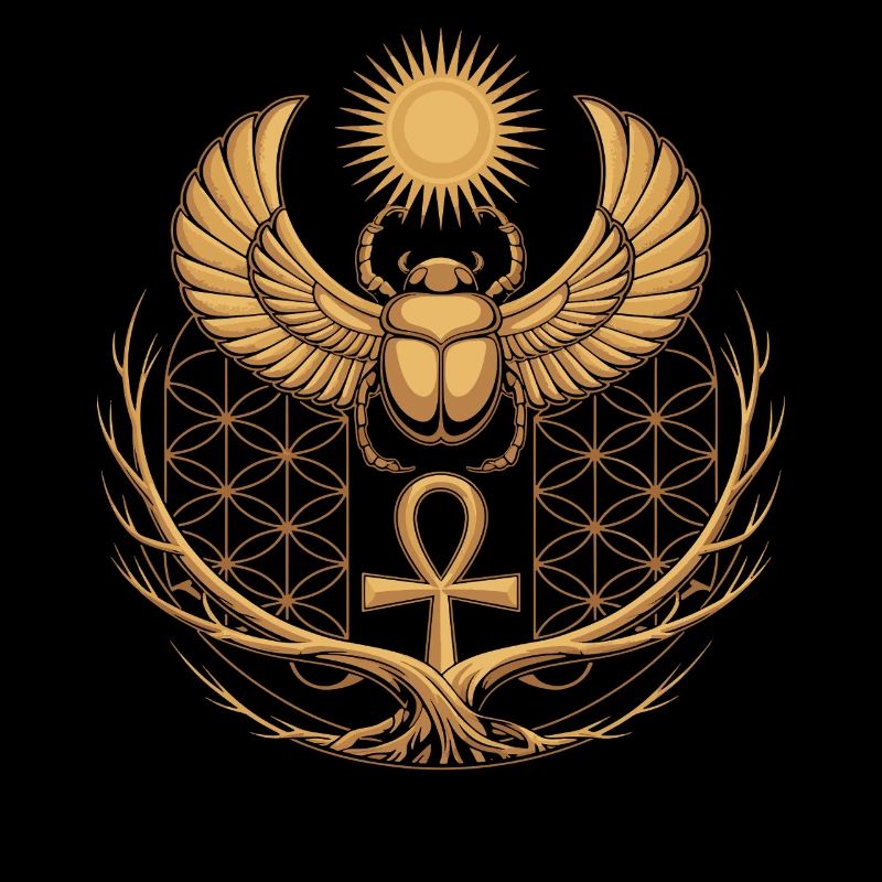 Winged Scarab with Ankh & Solar Disk