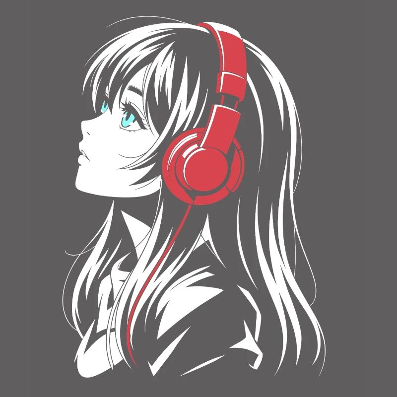 Fille d’anime avec conception de casque