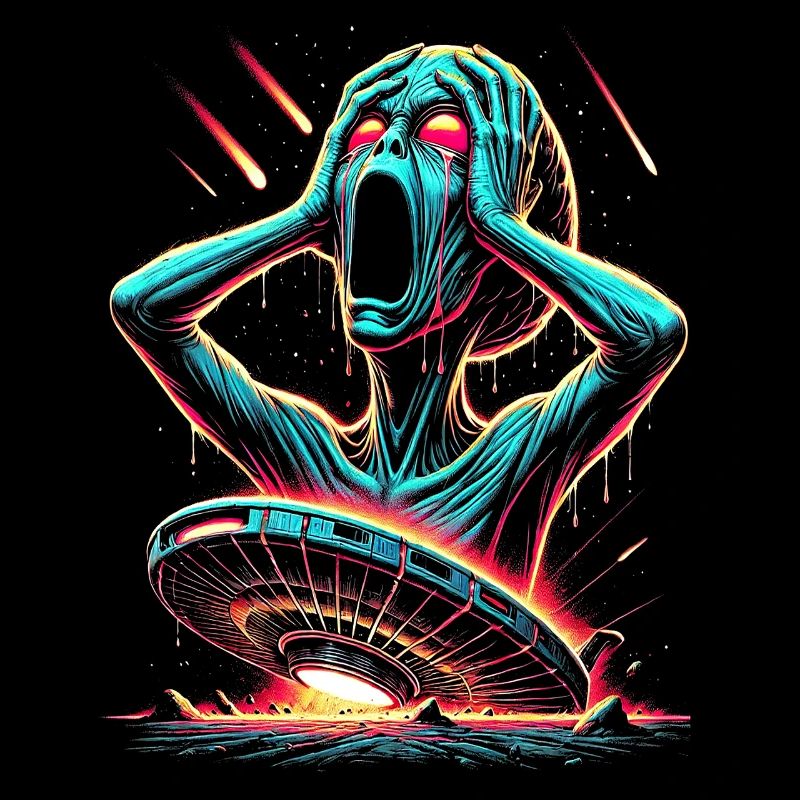 Neon Sci-Fi Horror Halloween Illustration