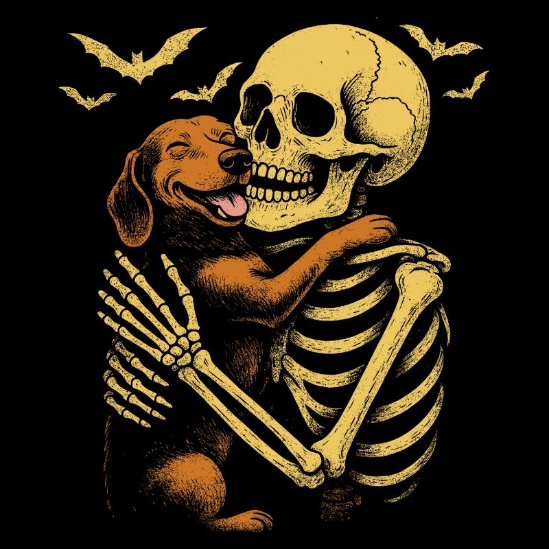 Halloween Mignon Squelette Câlin Teckel
