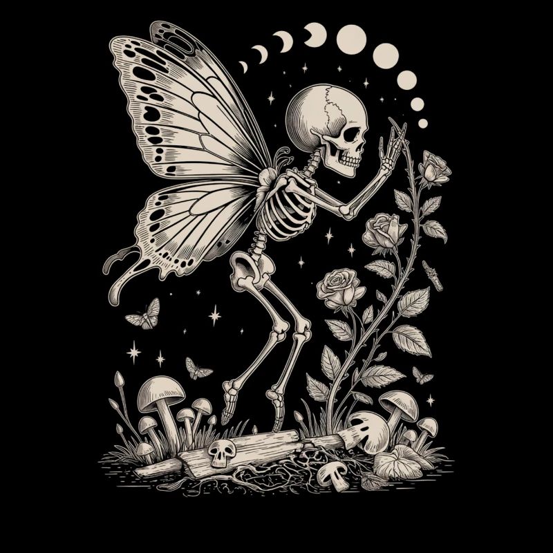 Fée squelette gothique avec phases de lune